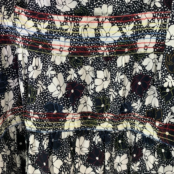 WARM Dress Big Love Floral Tiered Tie Shoulder Maxi Dress Size S Black - Picture 13 of 14